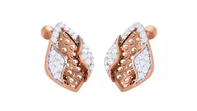 Mesh Vines High Jewelry Diamond Earrings 3dm stl renders details