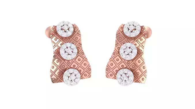 Flower Plate High Jewelry Diamond Earrings 3dm stl renders