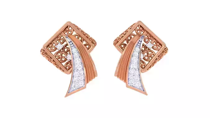 Ultra Vision Mesh Cubical High Jewelry Diamond Earrings 3dm stl 