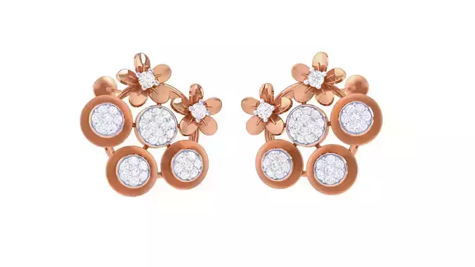 Flower Bouquet High Jewelry Diamond Earrings 3dm stl renders 3D print model