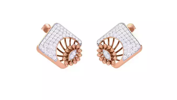 Flower Mesh High Jewelry Diamond Earrings 3dm stl renders