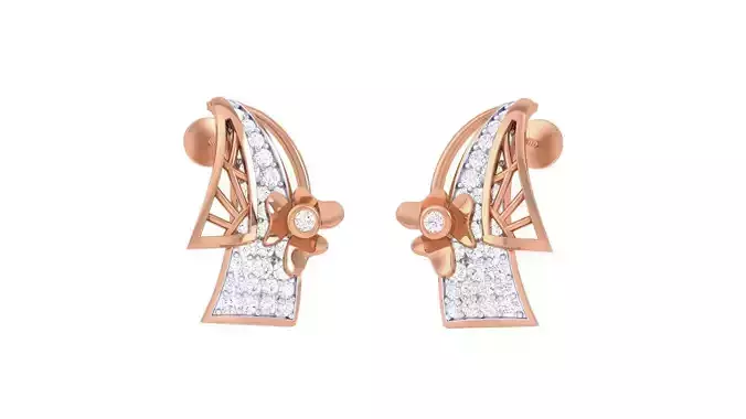 Flower High Jewelry Diamond Earrings 3dm stl renders details 3D print model