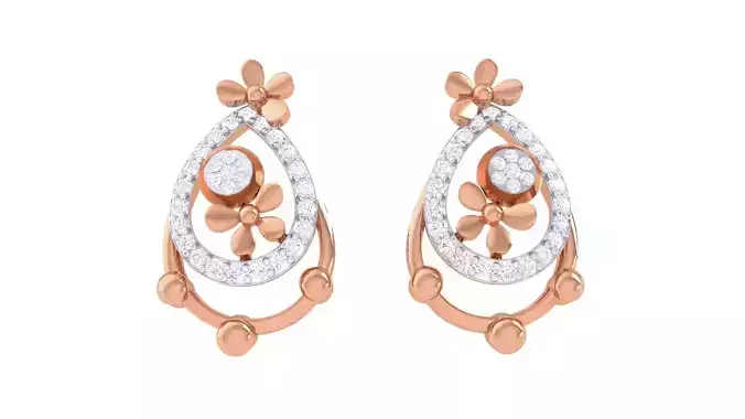 Flower High Jewelry Diamond Earrings 3dm stl renders details