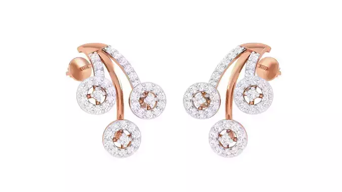 High Jewelry Diamond Earrings 3dm stl renders details
