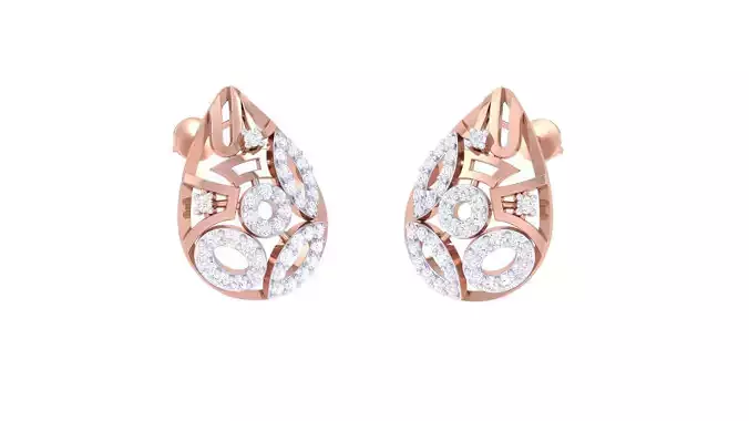 Wire High Jewelry Diamond Earrings 3dm stl renders details