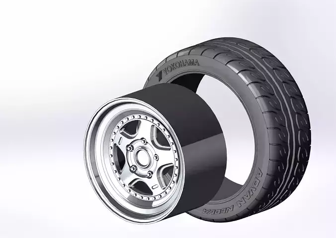 Wheel 16in for scale model tire with realistic tread pattern