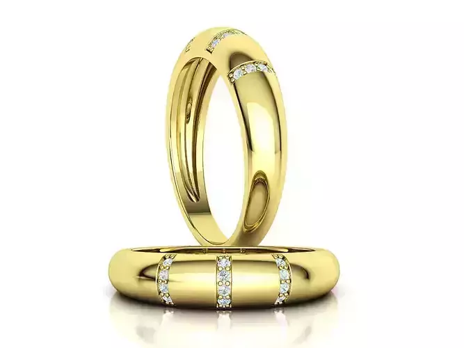 Bespoke Dome Diamond Ring 3 rows of stones 5mm wide 3D print model