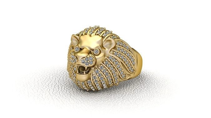 Lion Ring Diamond Head 3D print model