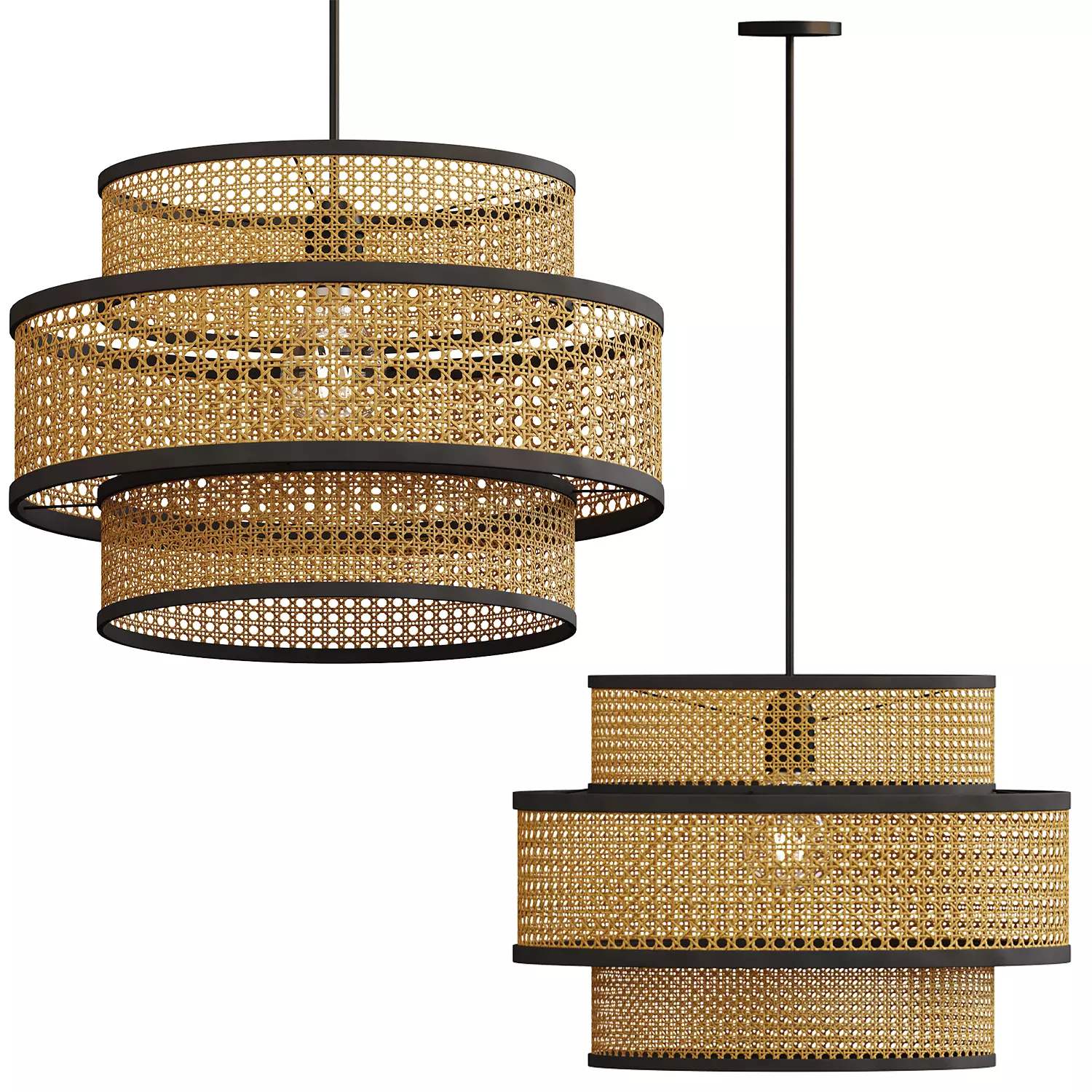 Rattan Pendant Light 3D model_0