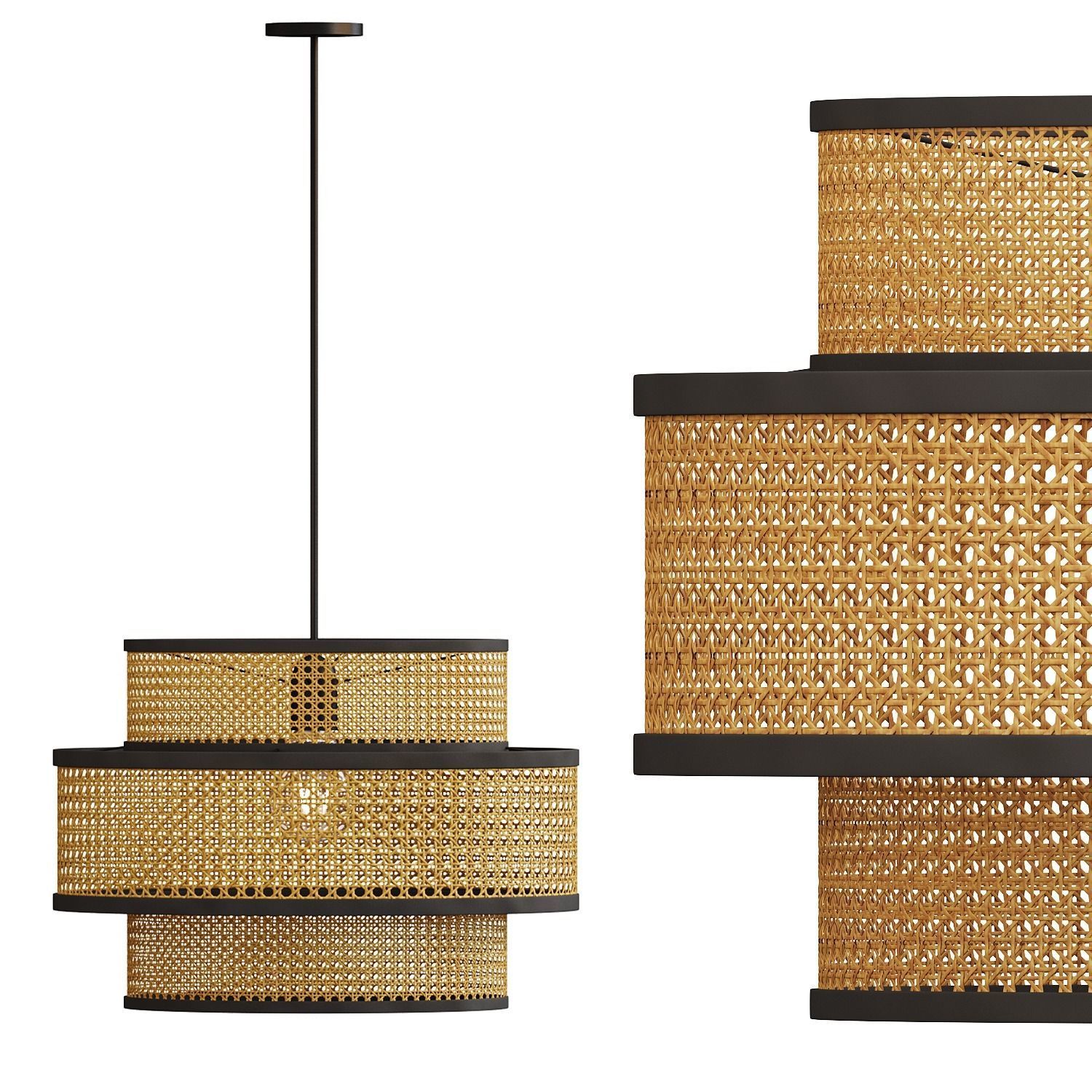 Rattan Pendant Light 3D model_1