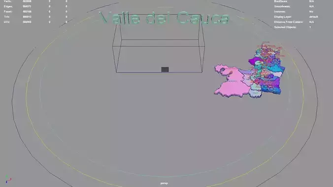 Valle del Cauca RAP Pacifico Colombia map region geography 3D model