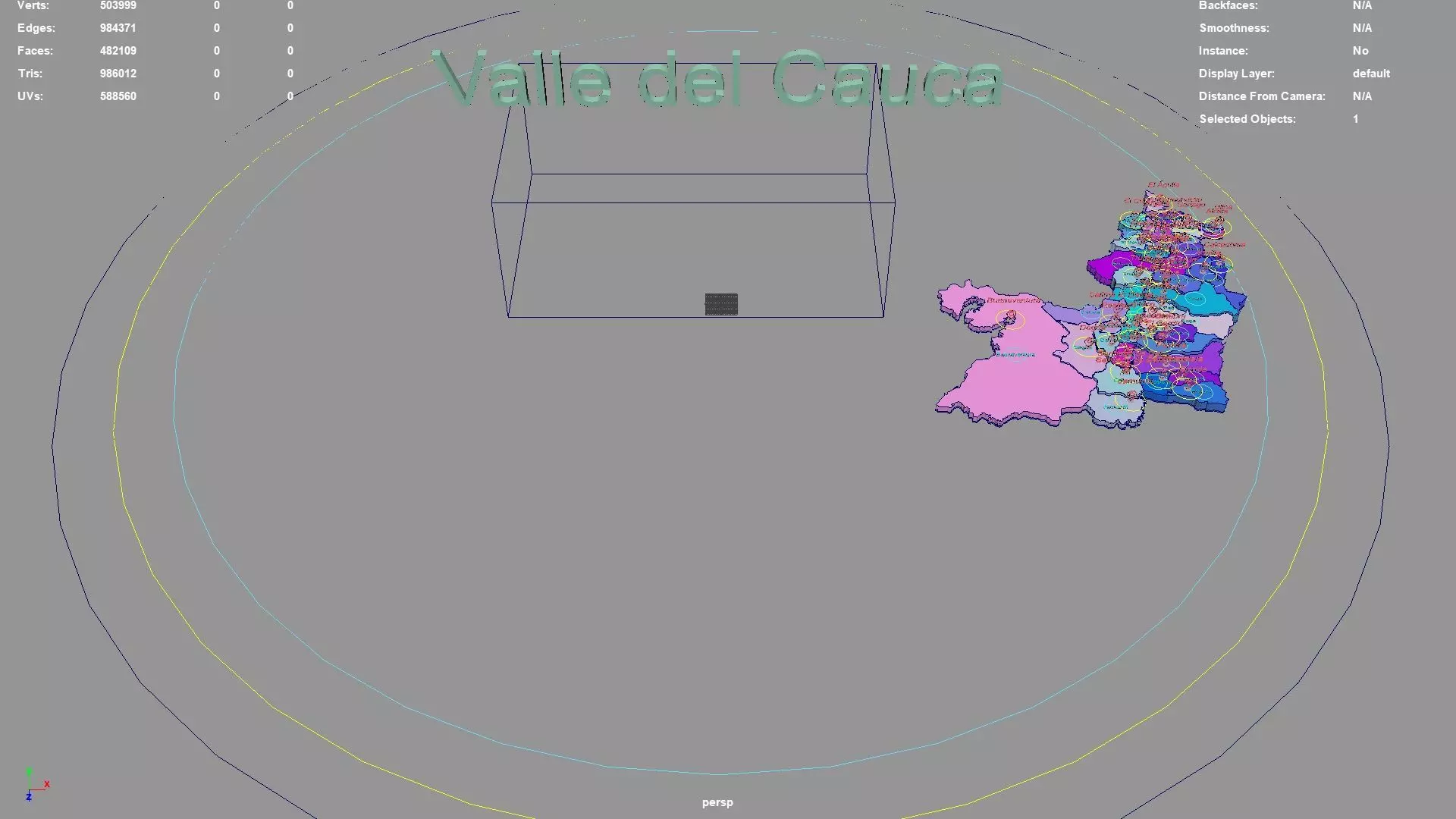 Valle del Cauca RAP Pacifico Colombia map region geography 3D model