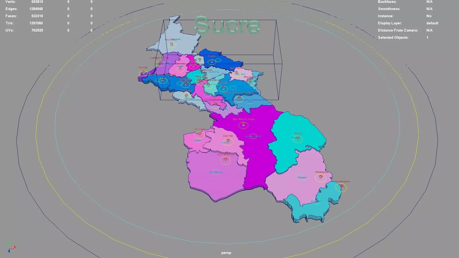 Sucre RAP Caribe Colombia map region geography political 3D model
