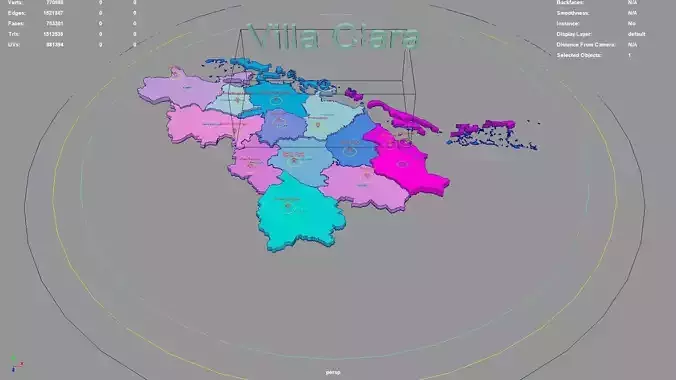 Villa Clara  Cuba map region geography political geographic 3D model