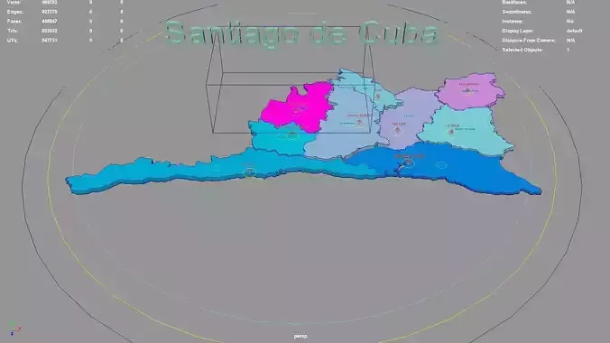 Santiago de Cuba  Cuba map region geography political geographic 3D model