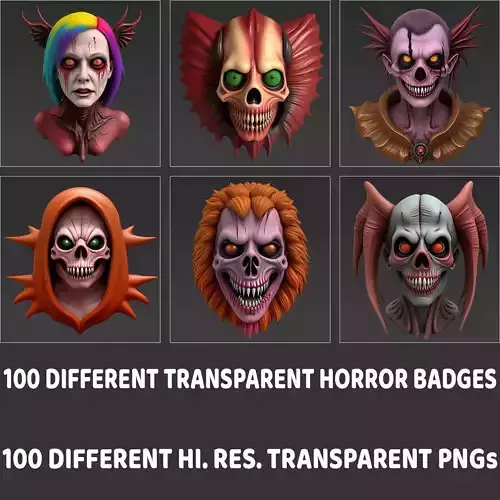 100 Fantasy Horror Badge Game Asset Texture