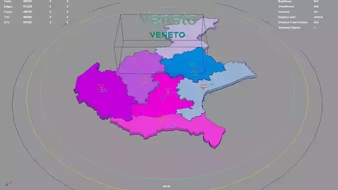 Veneto  Italy map region geography political geographic 3D model