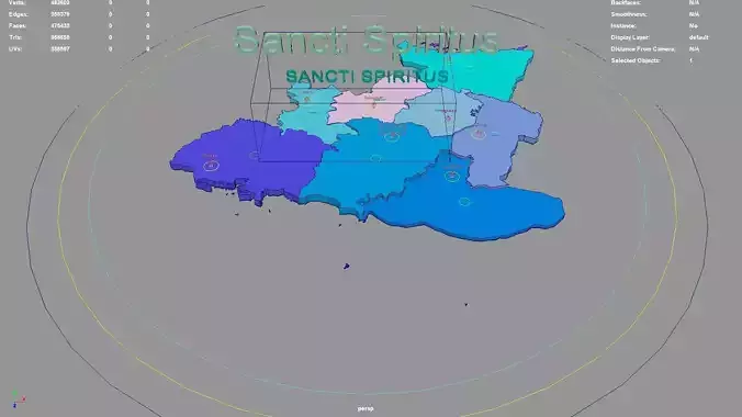 Sancti Spiritus  Cuba map region geography political geographic 3D model