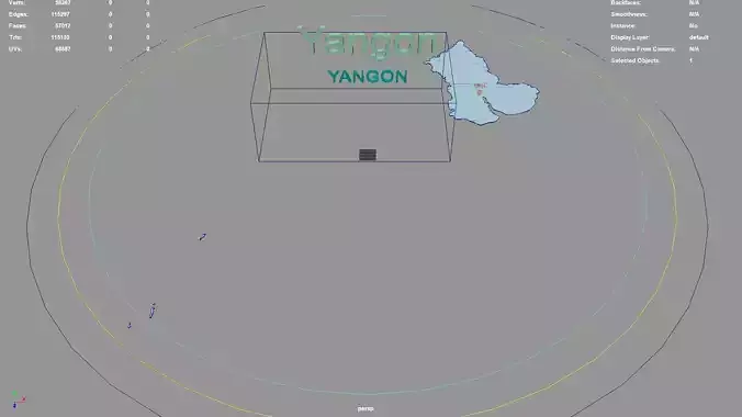 Yangon  Myanmar map region geography political geographic 3D model