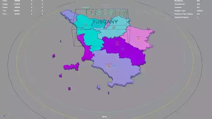Tuscany Italy map region geography political geographic 3D model