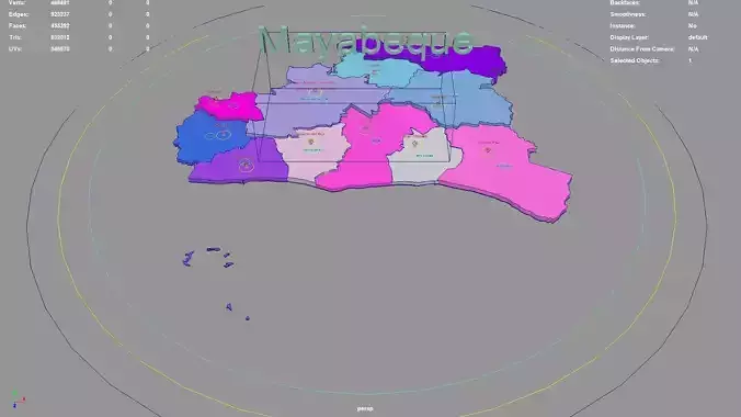 Mayabeque  Cuba map region geography political geographic 3D model
