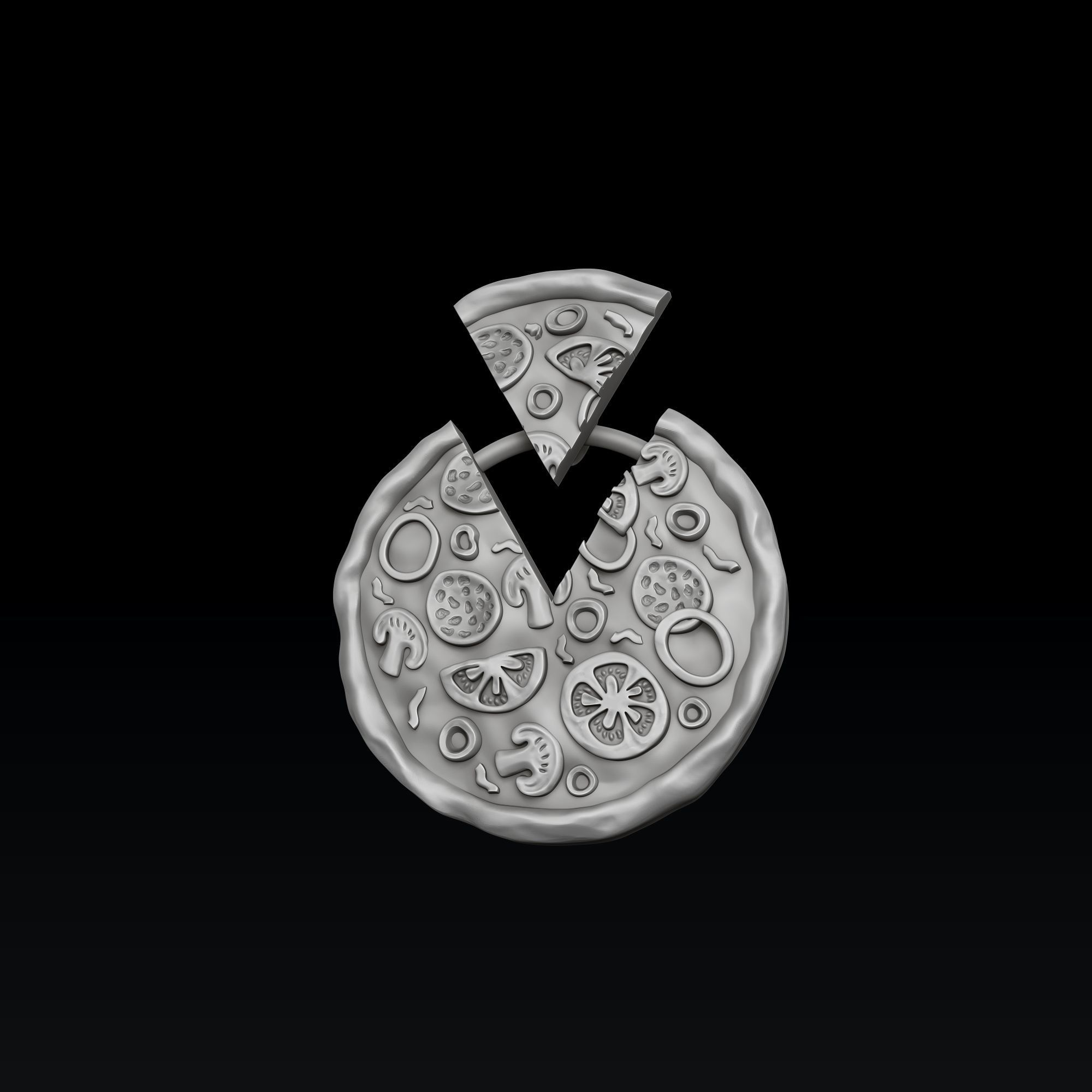 Pizza Pendant Version 2 3D print model_5