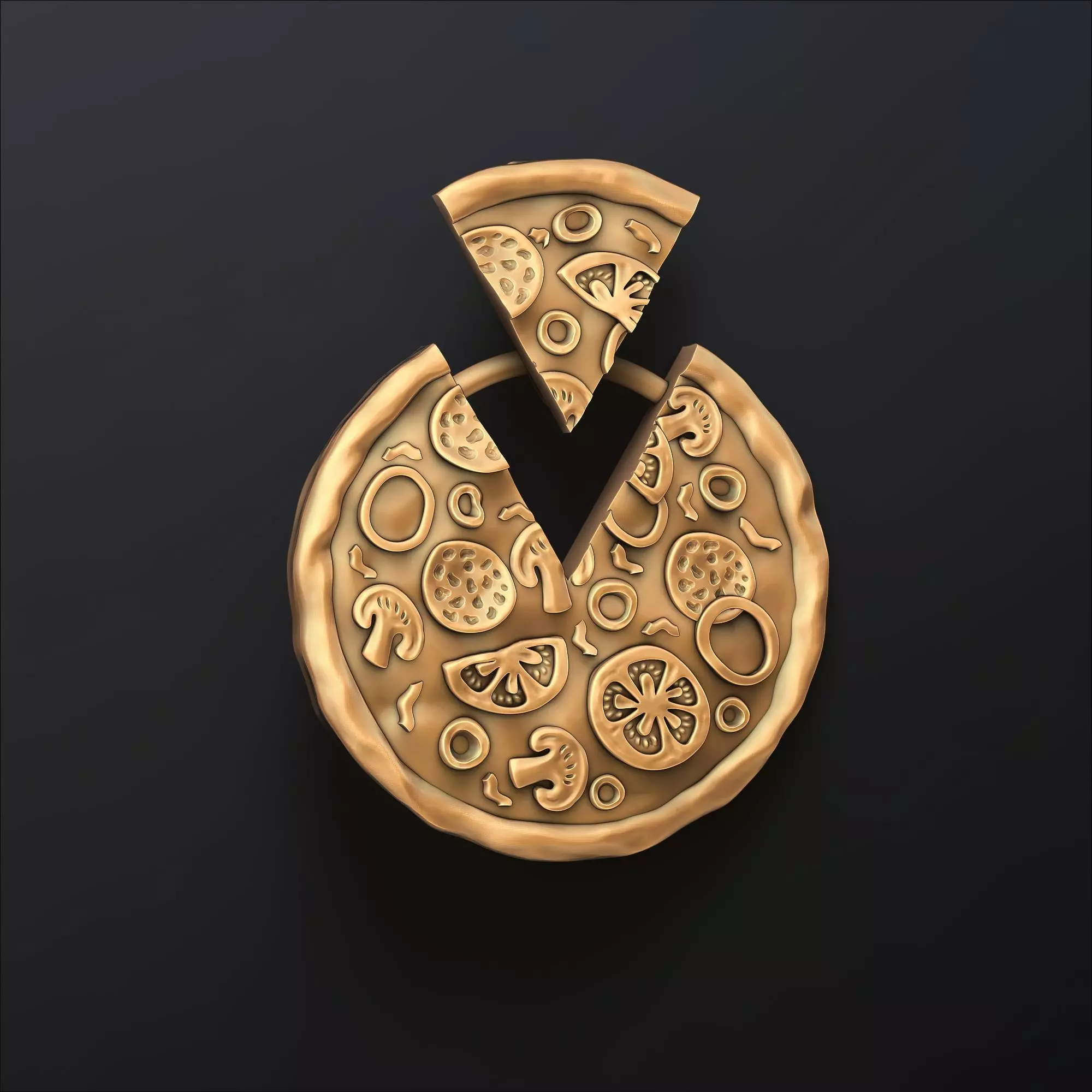Pizza Pendant Version 2 3D print model_0