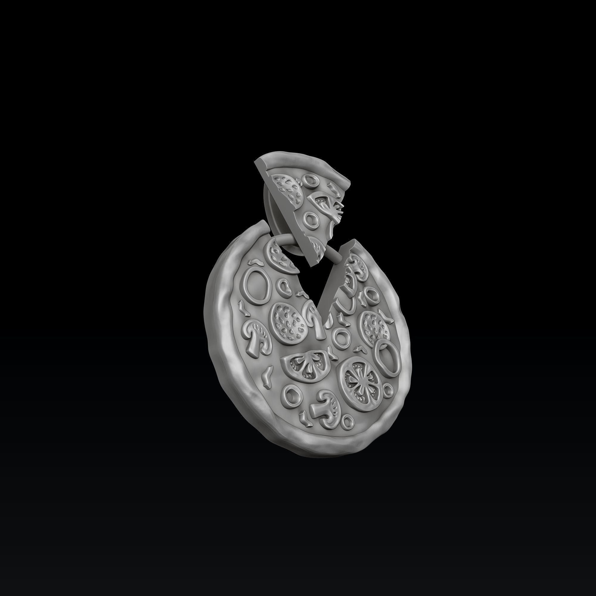 Pizza Pendant Version 2 3D print model_4