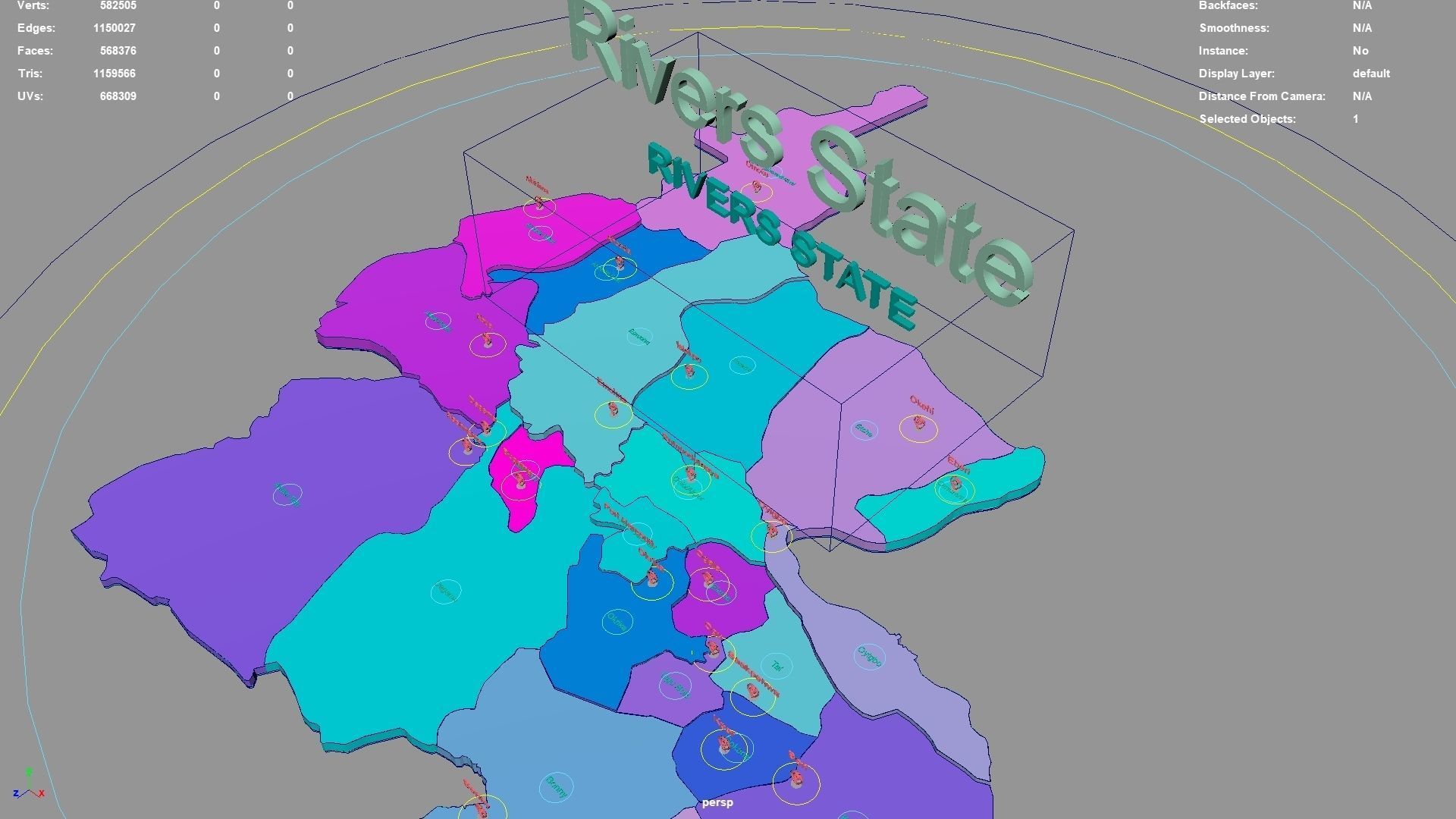 Rivers State  Nigeria map region geography political geographic 3D model_2