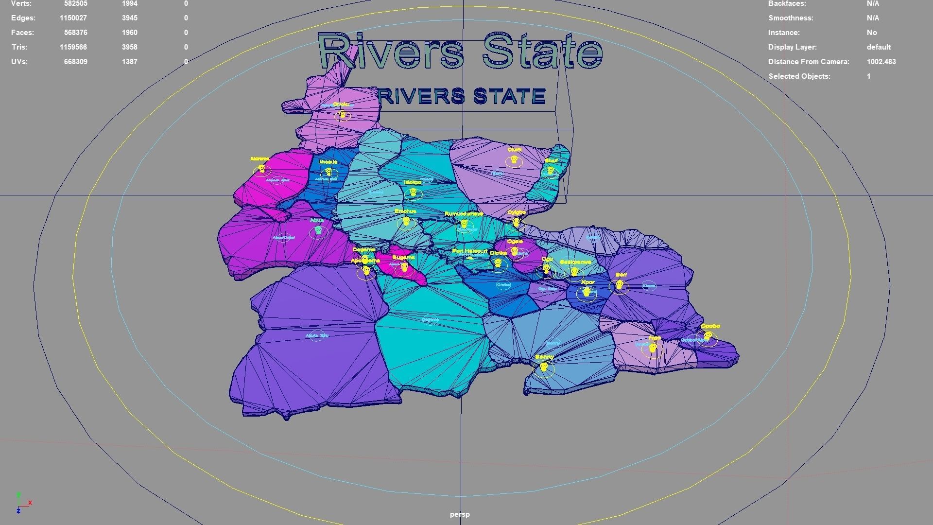 Rivers State  Nigeria map region geography political geographic 3D model_3