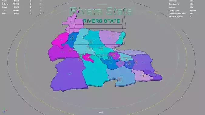 Rivers State  Nigeria map region geography political geographic 3D model Rivers State  Nigeria map region geography political geographic 3D model