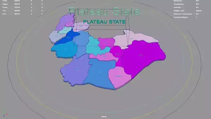 Plateau State  Nigeria map region geography political geographic 3D model