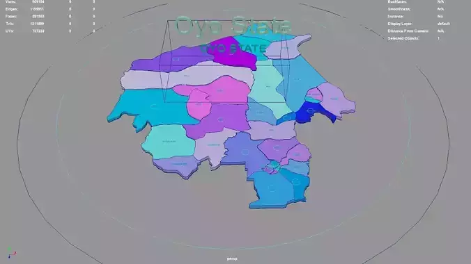 Oyo State Nigeria map region geography political geographic 3D model