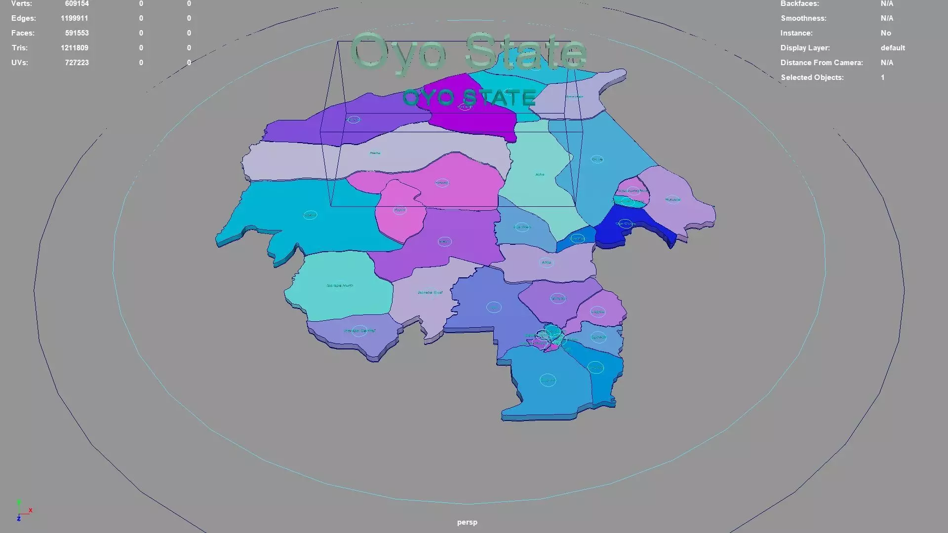 Oyo State Nigeria map region geography political geographic 3D model
