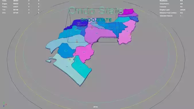 Ondo State Nigeria map region geography political geographic 3D model