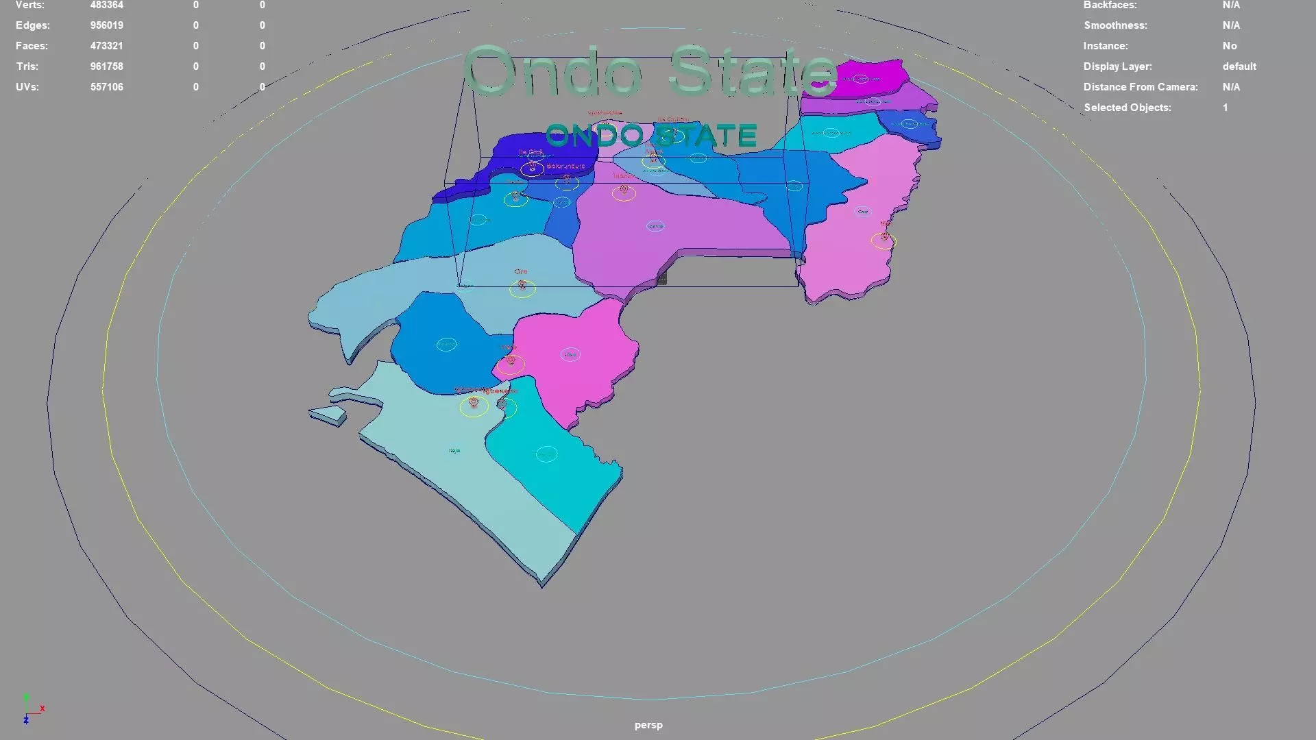 Ondo State Nigeria map region geography political geographic 3D model