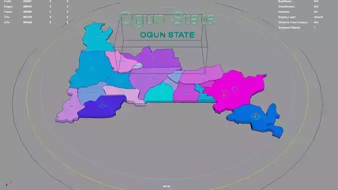 Ogun State  Nigeria map region geography political geographic 3D model
