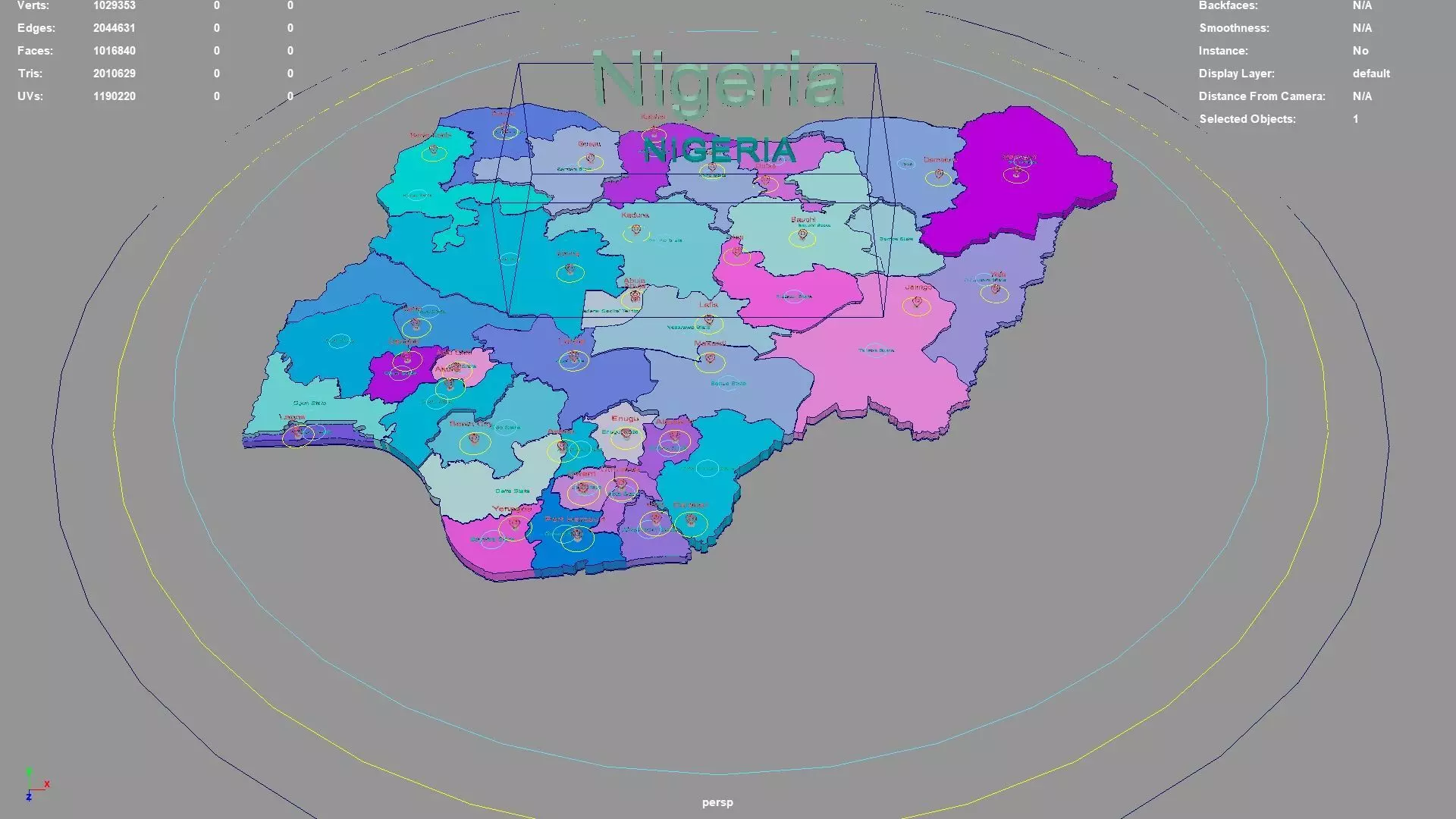 Nigeria map region geography political geographic administrative 3D model