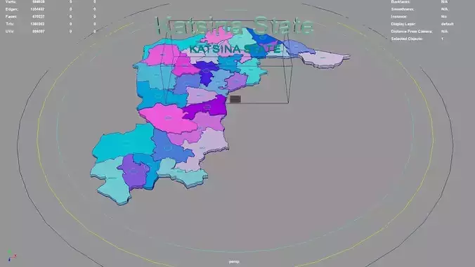 Katsina State Nigeria map region geography political geographic 3D model