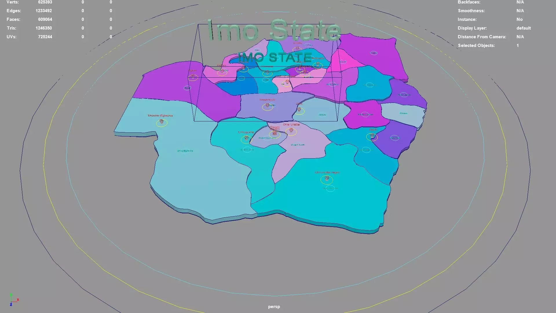 Imo State Nigeria map region geography political geographic 3D model