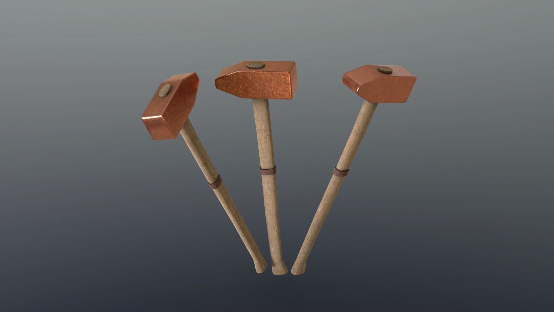 Hammer - Copper Low-poly 3D model_5