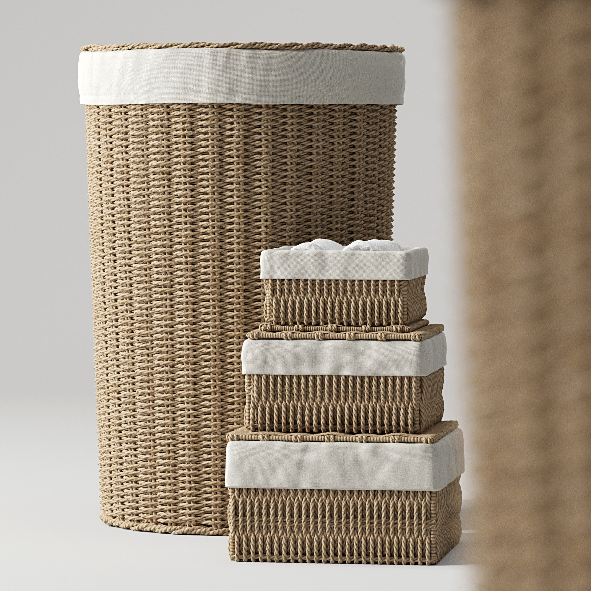 LAUNDRY BASKET Set 01 ZARA HOME 3D model CGTrader