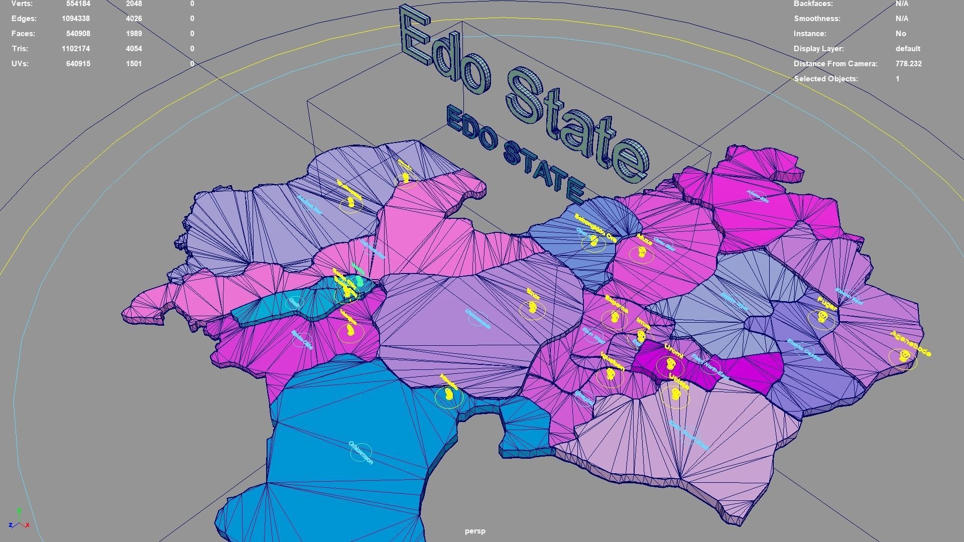 Edo State  Nigeria map region geography political geographic 3D model_5