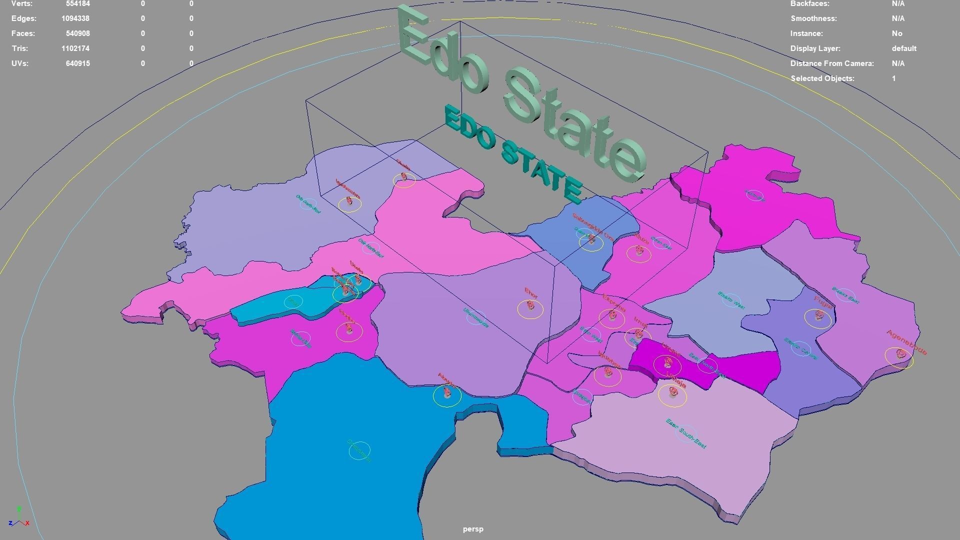 Edo State  Nigeria map region geography political geographic 3D model_2