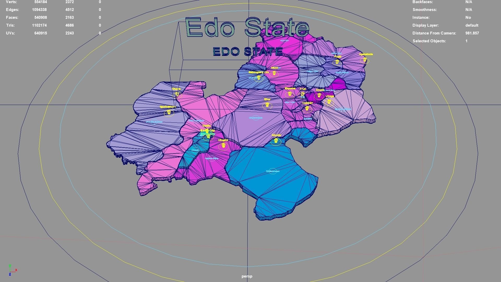 Edo State  Nigeria map region geography political geographic 3D model_3