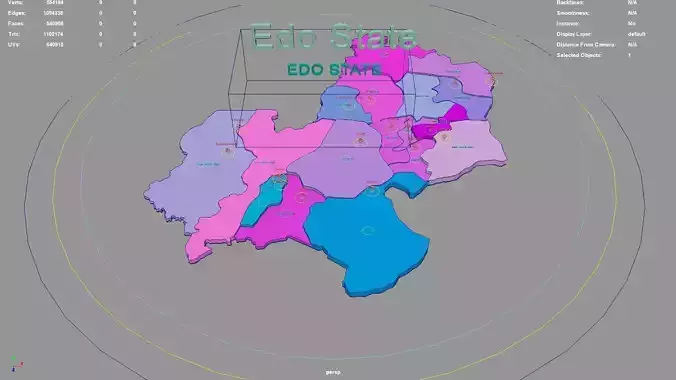 Edo State  Nigeria map region geography political geographic 3D model Edo State  Nigeria map region geography political geographic 3D model