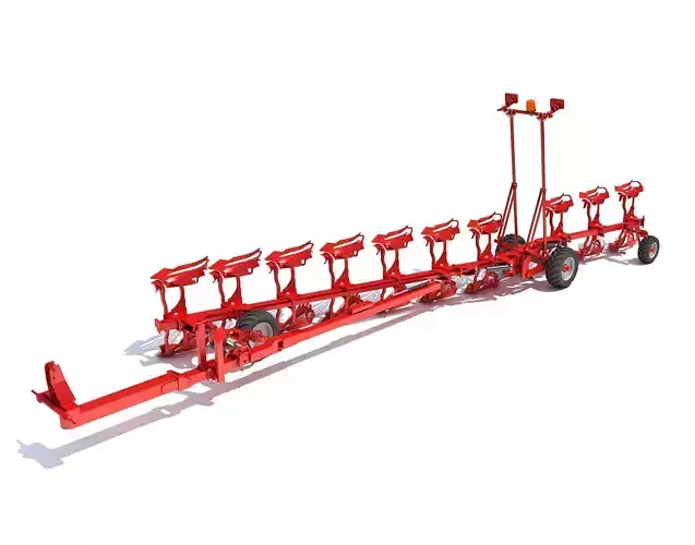 Semi Mounted Farm Plough 3D model