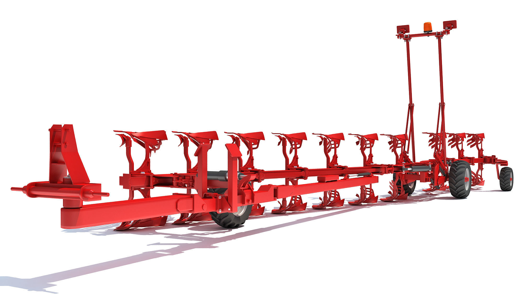 Semi Mounted Farm Plough 3D model_9