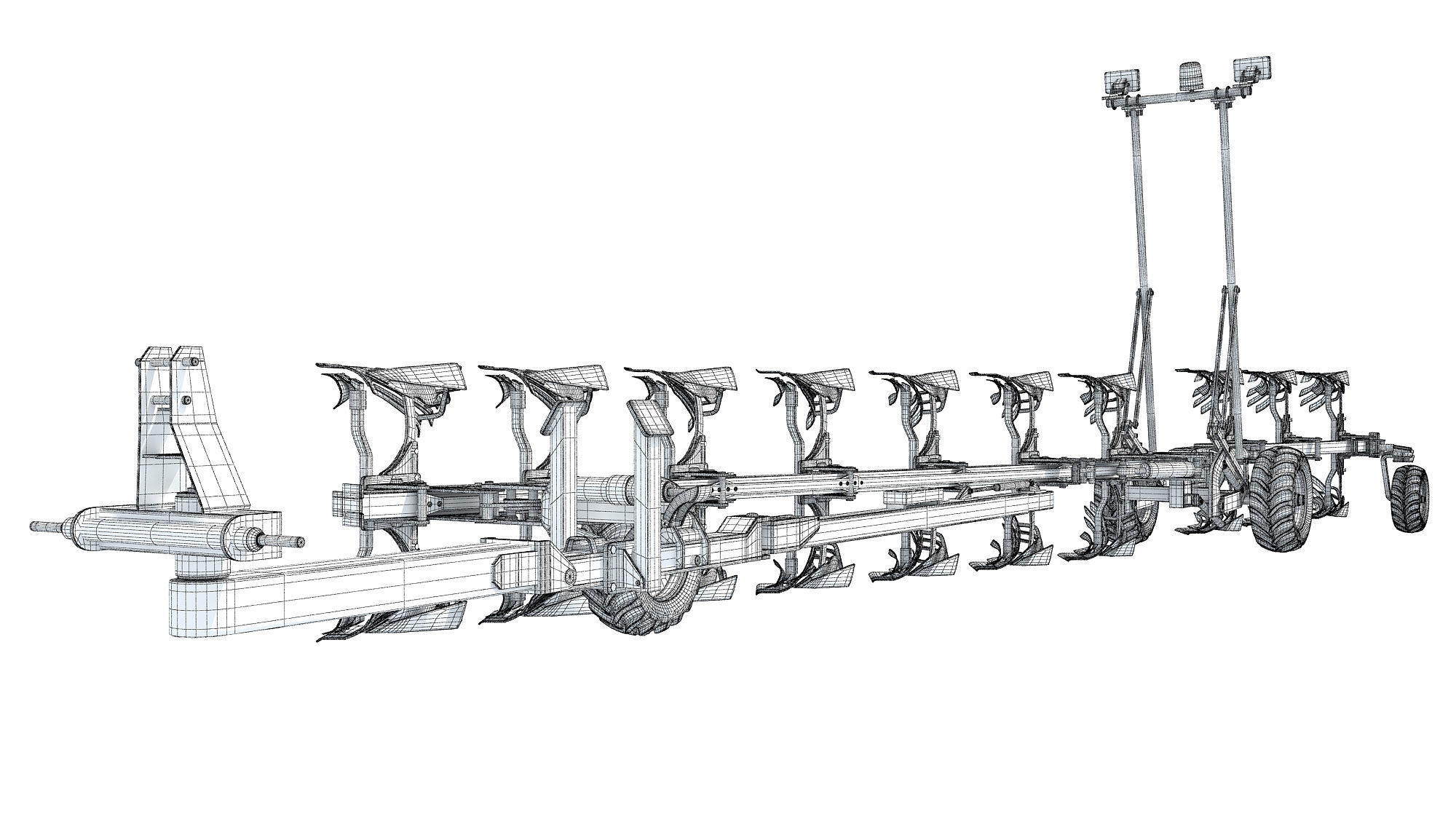 Semi Mounted Farm Plough 3D model_16