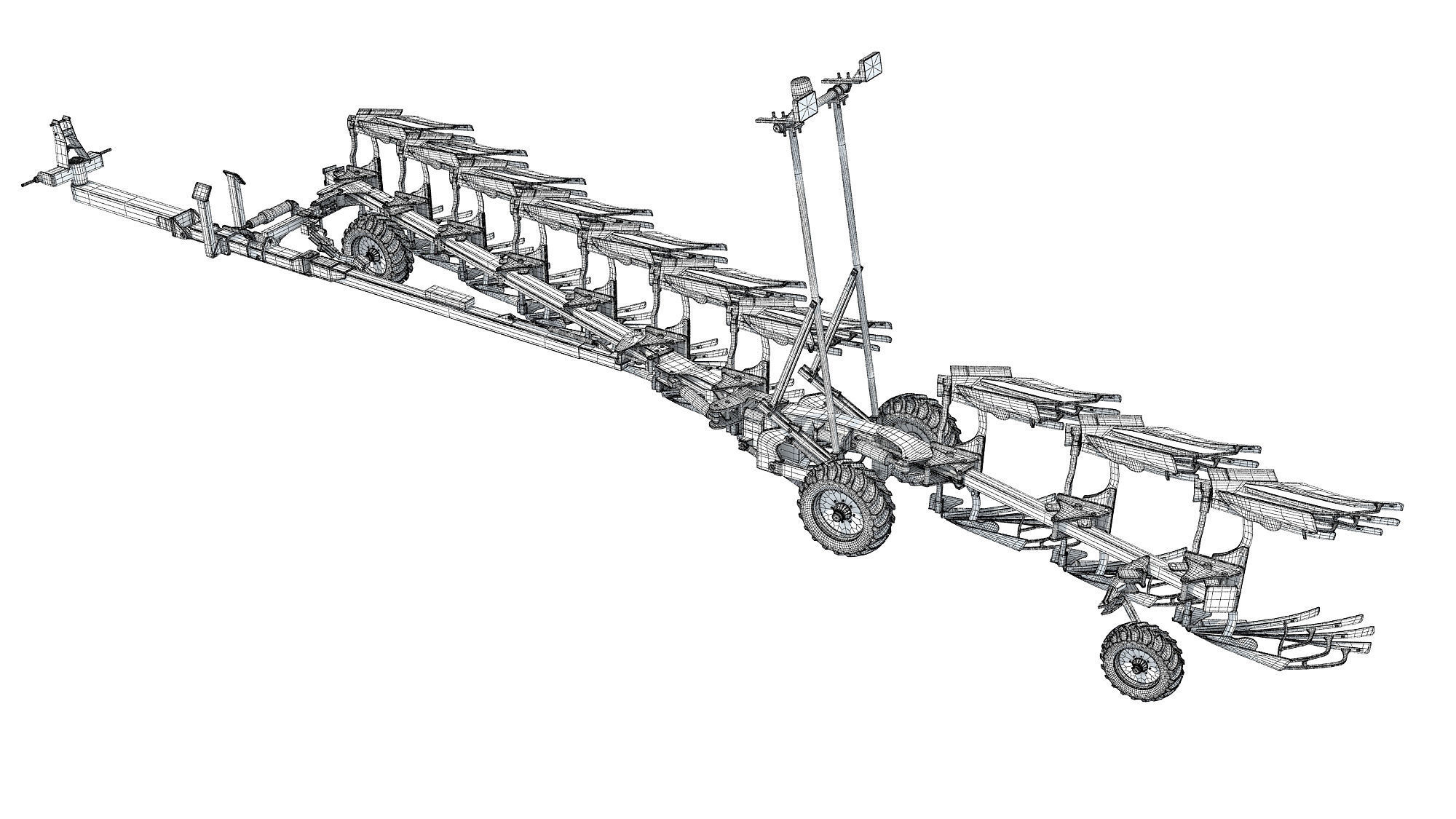 Semi Mounted Farm Plough 3D model_14